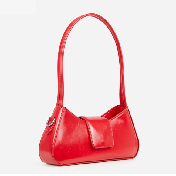 AMBROSIA BAGUETTE SHAPED SHOULDER BAG IN RED FAUX LEATHER - Picture 5 of 7